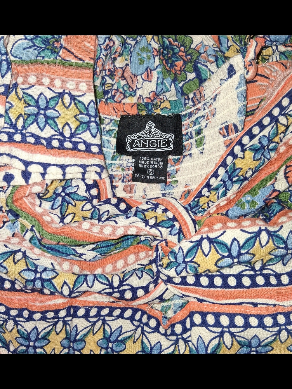 Angie Strappy Floral Romper in White, Coral & Teal - Picture 5 of 5